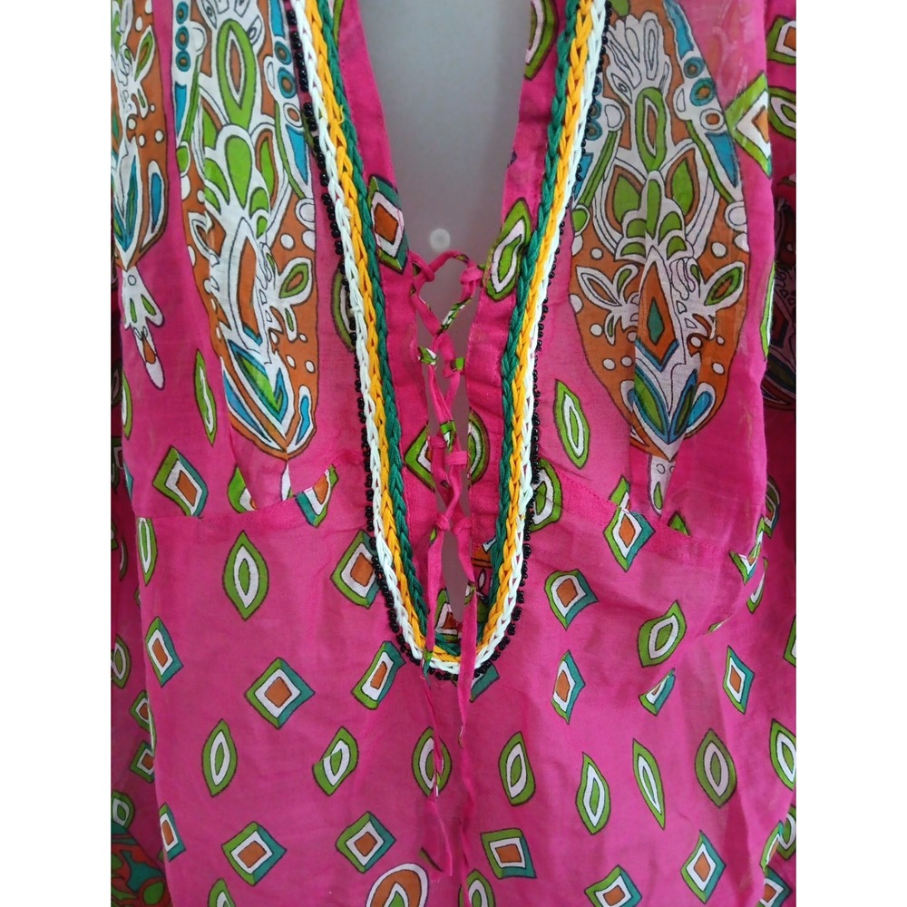 Jessica Taylor Dress Cover Up Womens 2X Pink Pointed Hem Flowy‎ Boho Deep V NEW - Picture 2 of 11